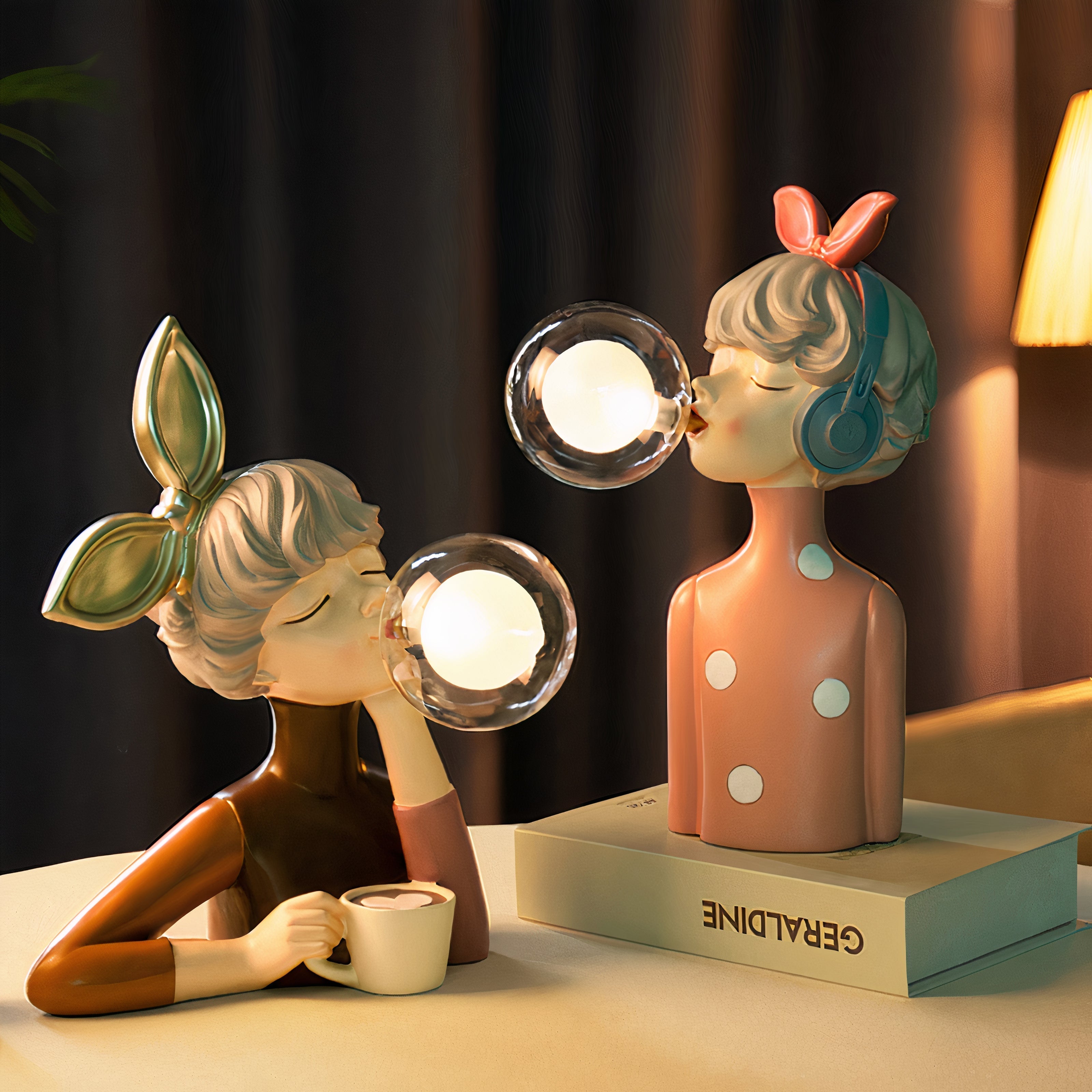 ArtisanGlow - Handcrafted Wooden Table Lamp with Textile Lampshade