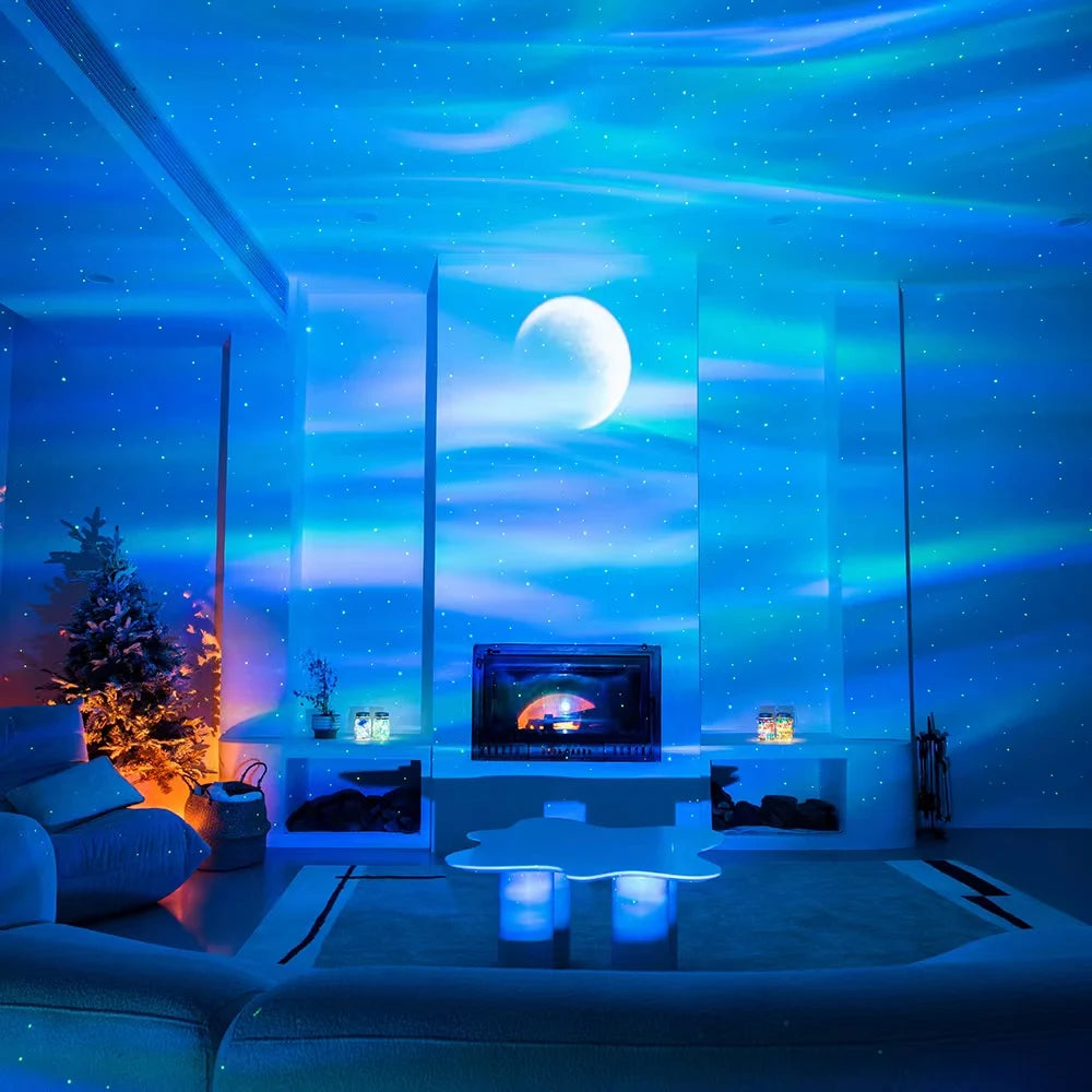 Aurora Galaxy Star Projector - 3-in-1 Night Light with Bluetooth Music, Timer, 55 Effects for Soothing Bedroom Decor