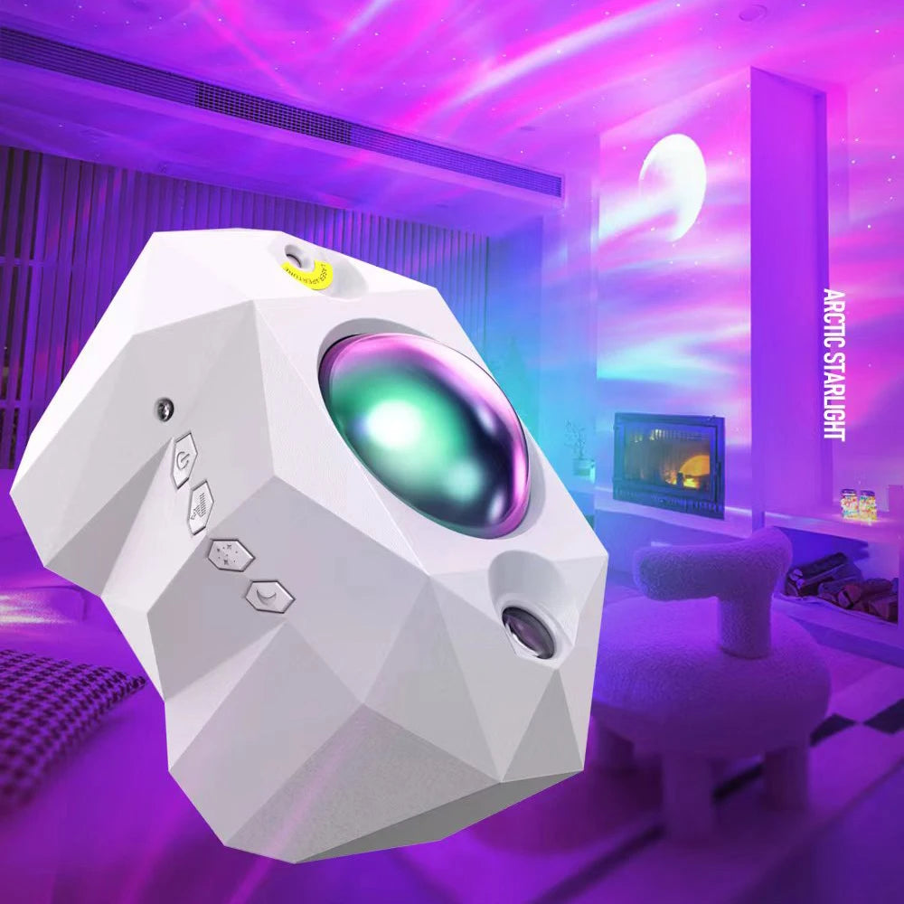 Aurora Galaxy Star Projector - 3-in-1 Night Light with Bluetooth Music, Timer, 55 Effects for Soothing Bedroom Decor