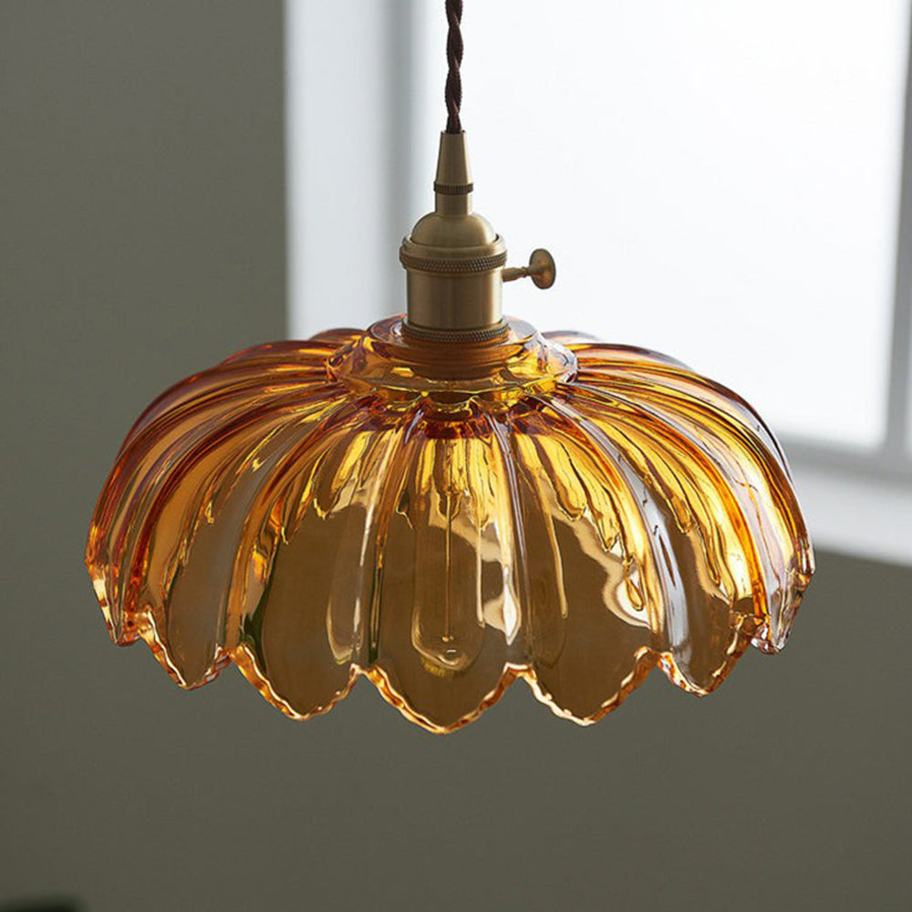 Vintage Floral Hanging Lamp – Elegant Glazed Ceramic Pendant Light for Home Decor