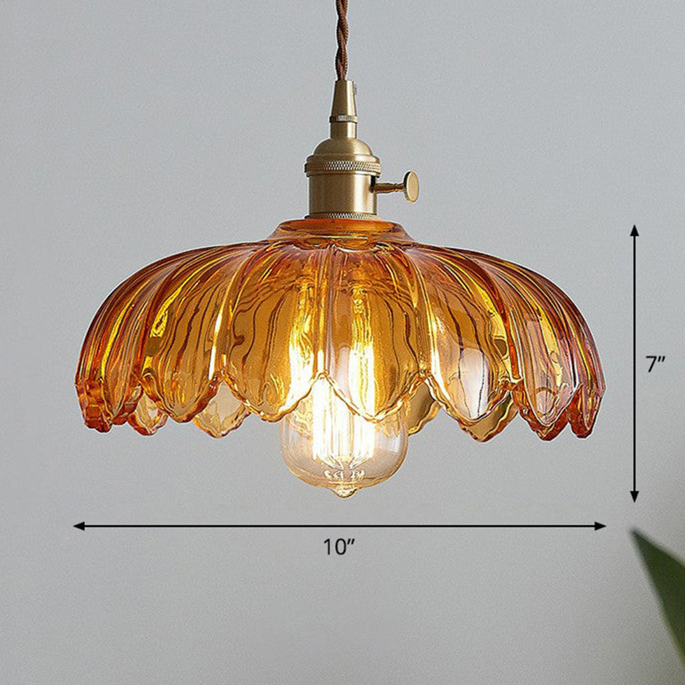 Vintage Floral Hanging Lamp – Elegant Glazed Ceramic Pendant Light for Home Decor