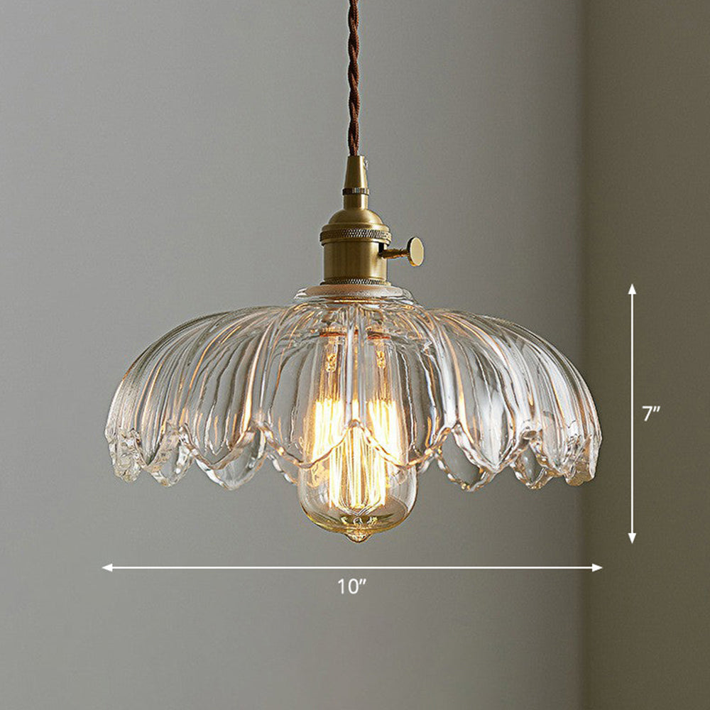 Vintage Floral Hanging Lamp – Elegant Glazed Ceramic Pendant Light for Home Decor