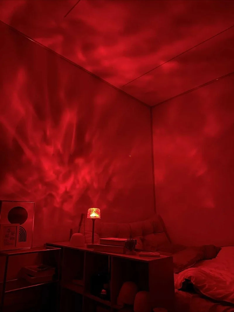 Mushroom Table Lamp - Water Ripple Projection Bedside Table Lamp for Relaxing Bedroom Ambiance
