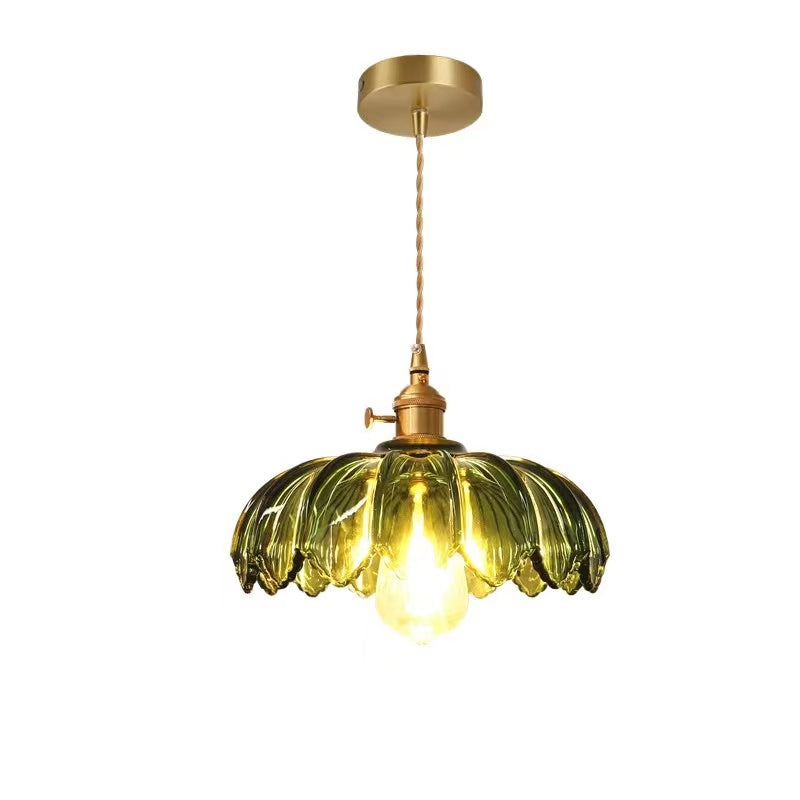Vintage Floral Hanging Lamp – Elegant Glazed Ceramic Pendant Light for Home Decor