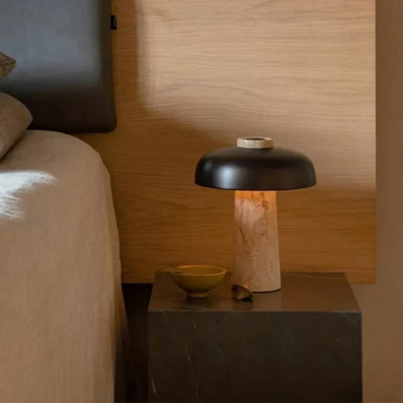 Raw Travertine Table Lamp – Timeless Elegance in Natural Stone-3