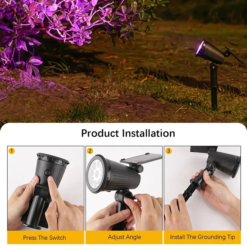 9 LEDs Solar Spotlights - Adjustable Brightness, IP65 Waterproof Solar Powered Security Lights for Garden and Patio 4