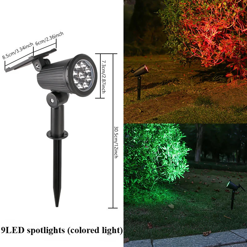 9 LEDs Solar Spotlights - Adjustable Brightness, IP65 Waterproof Solar Powered Security Lights for Garden and Patio 6