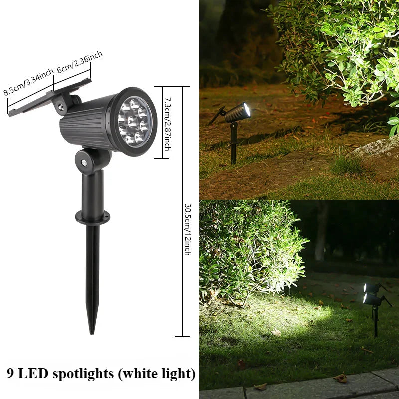 9 LEDs Solar Spotlights - Adjustable Brightness, IP65 Waterproof Solar Powered Security Lights for Garden and Patio 7