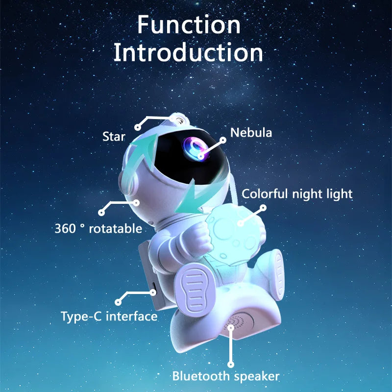 Astronaut LED Night Light Galaxy Projector with Bluetooth Speaker for Kids' Rooms 2