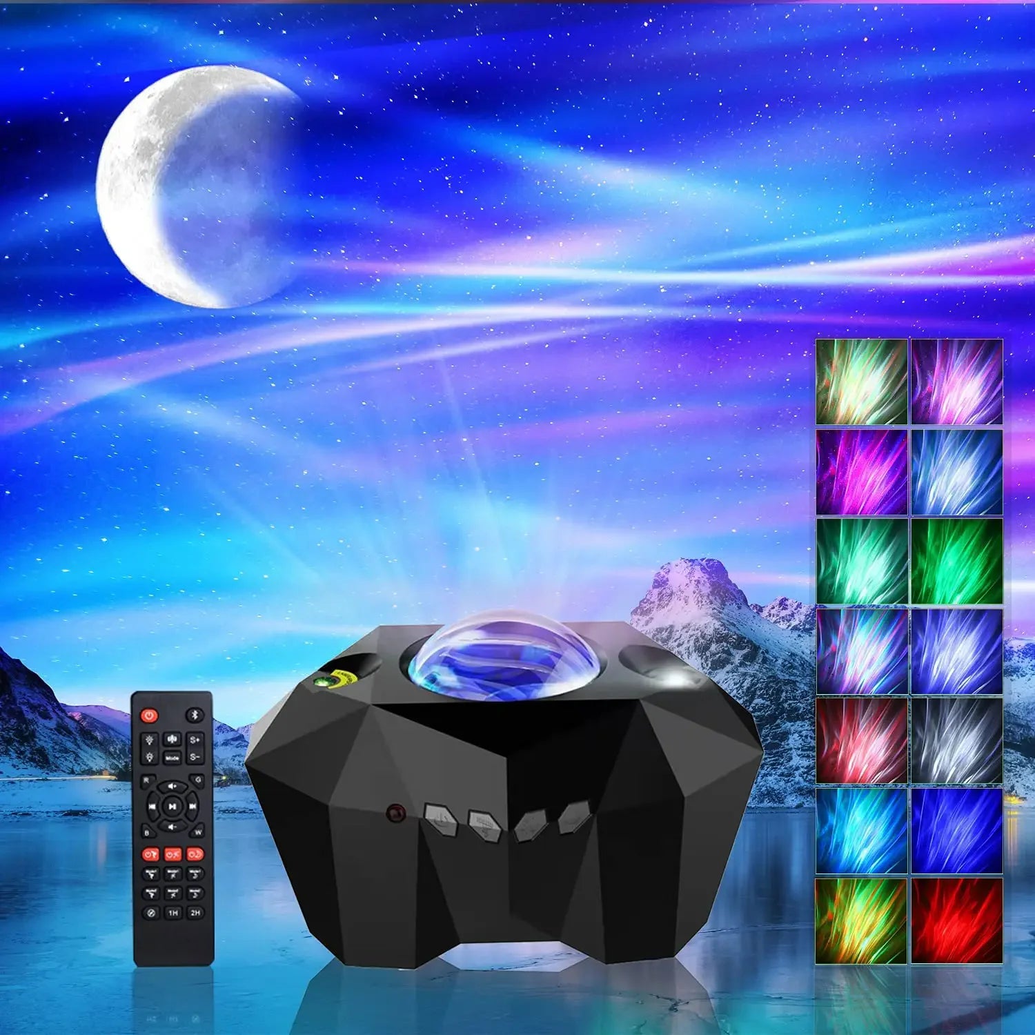 Aurora Galaxy Star Projector - 3-in-1 Night Light with Bluetooth Music, Timer, 55 Effects for Soothing Bedroom Decor 2