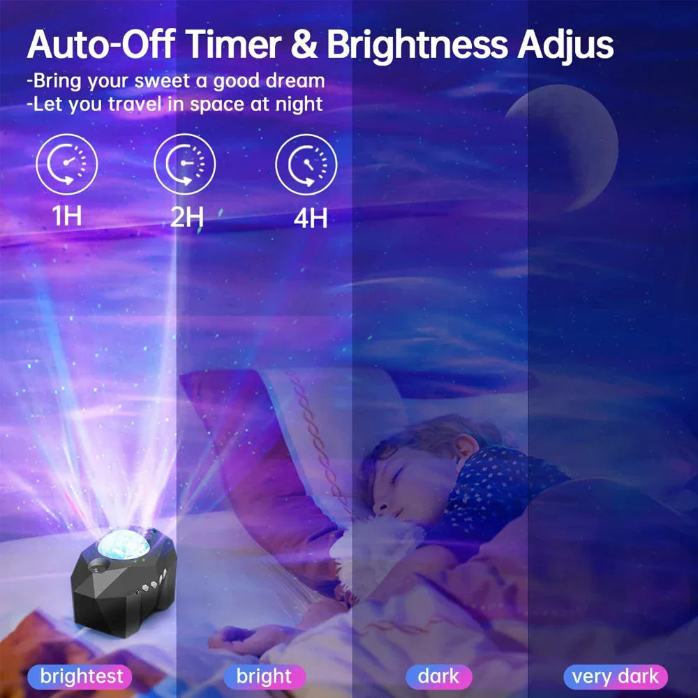 Aurora Galaxy Star Projector - 3-in-1 Night Light with Bluetooth Music, Timer, 55 Effects for Soothing Bedroom Decor 3