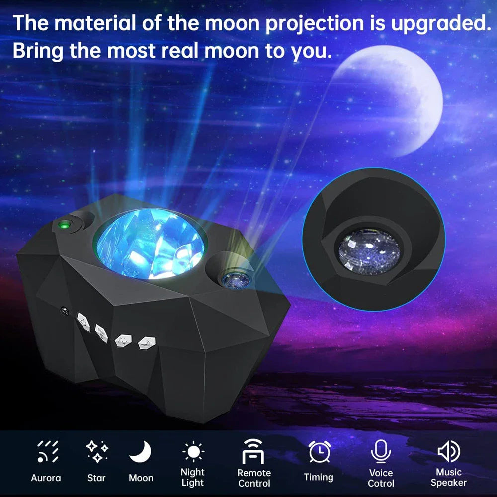 Aurora Galaxy Star Projector - 3-in-1 Night Light with Bluetooth Music, Timer, 55 Effects for Soothing Bedroom Decor 5
