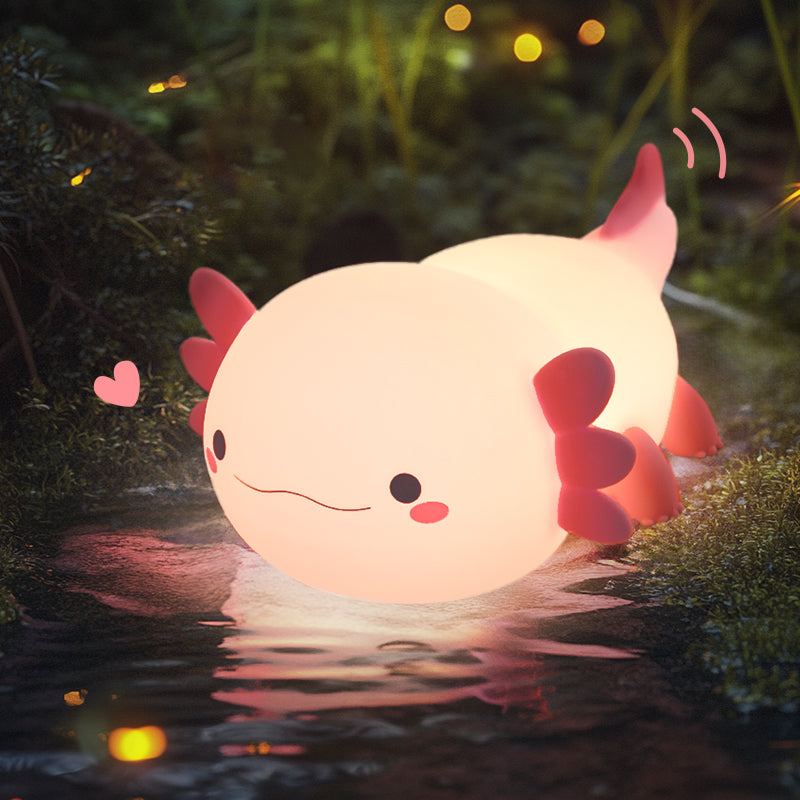 Axolotl LED Night Light - Soft Pink Glow, Touch Control, Perfect for Bedtime and Relaxation