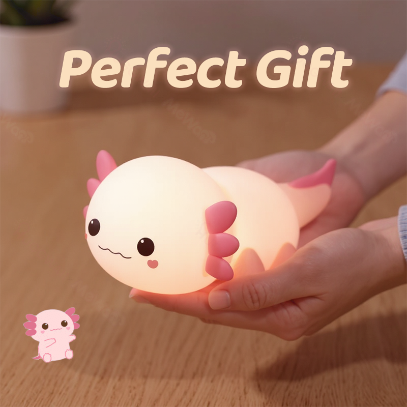 Axolotl LED Night Light - Soft Pink Glow, Touch Control, Perfect for Bedtime and Relaxation