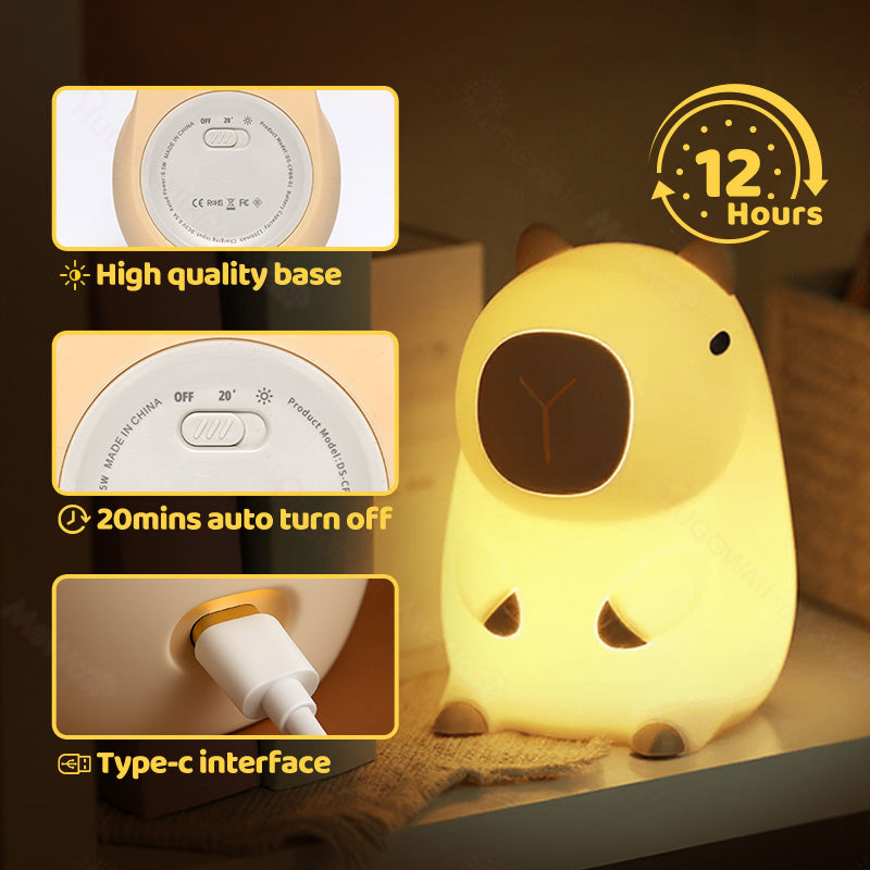 Capybara LED Night Light - Soft, Adjustable Glow for Relaxation and Comfort