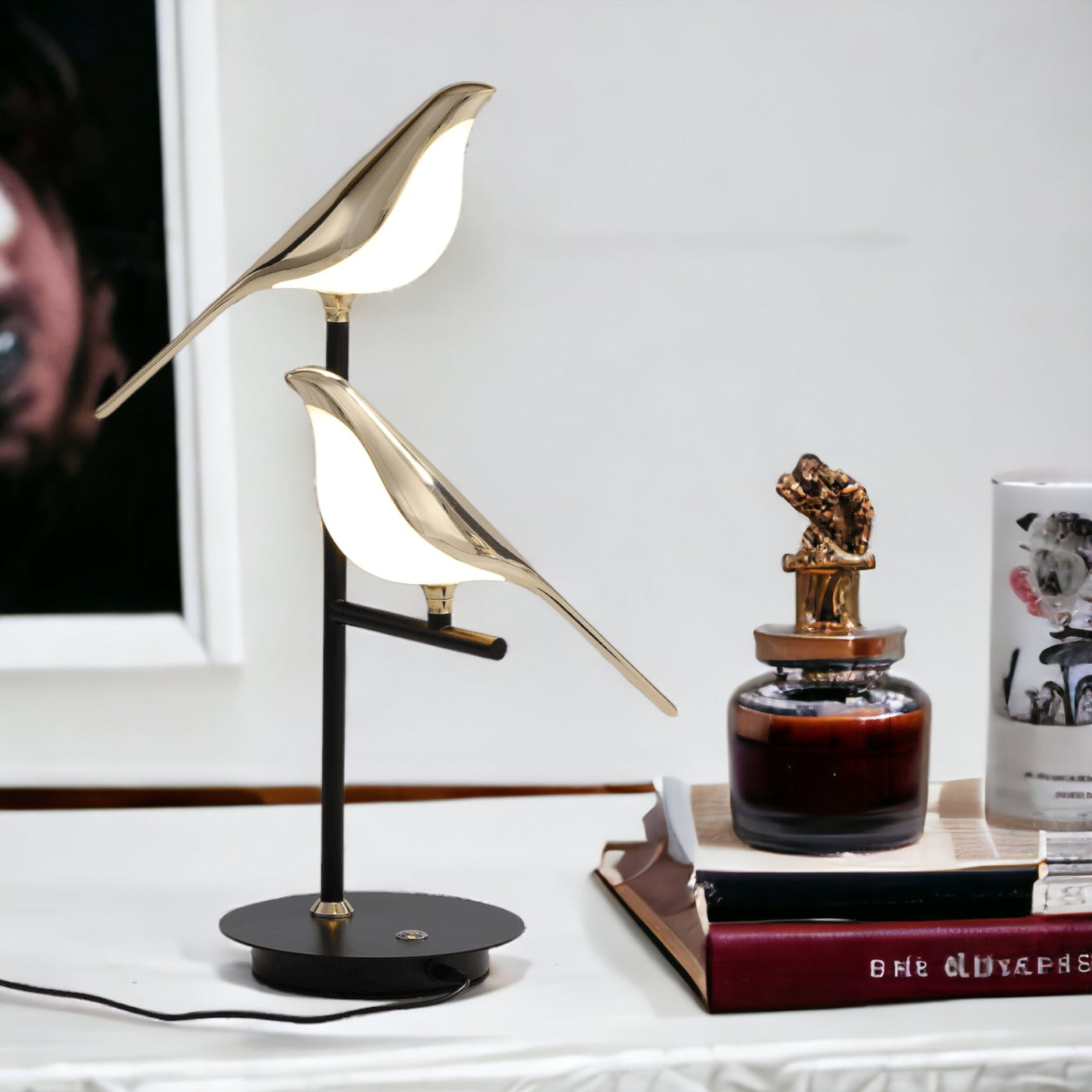 Bird Couple Table Lamp – Romantic LED Night Light, Touch Control, USB Rechargeable, Perfect for Bedroom, Living Room, or Gift