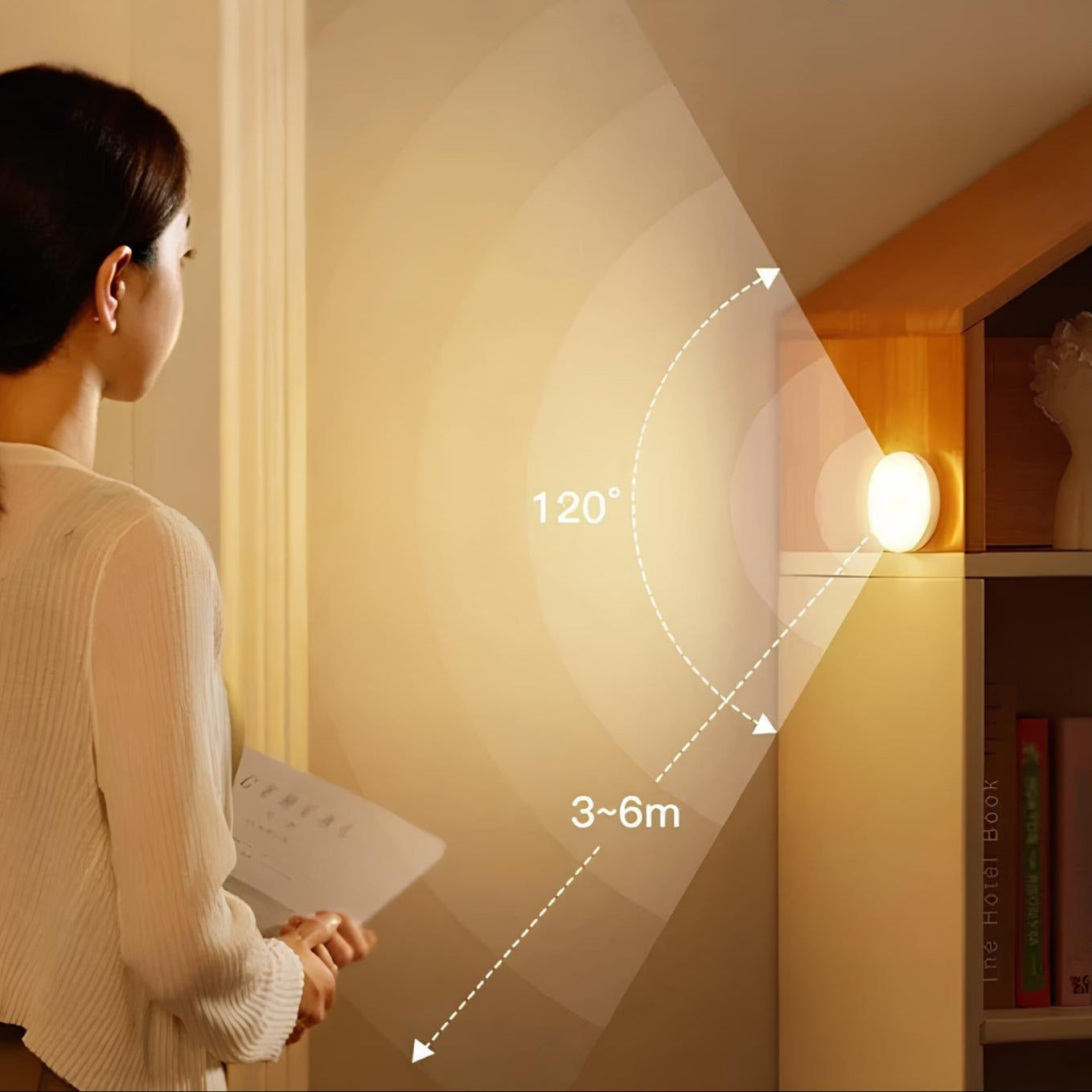 Circle Motion Sensor Light - Energy-Saving, Easy Installation Motion Activated Light for Hallways & Closets