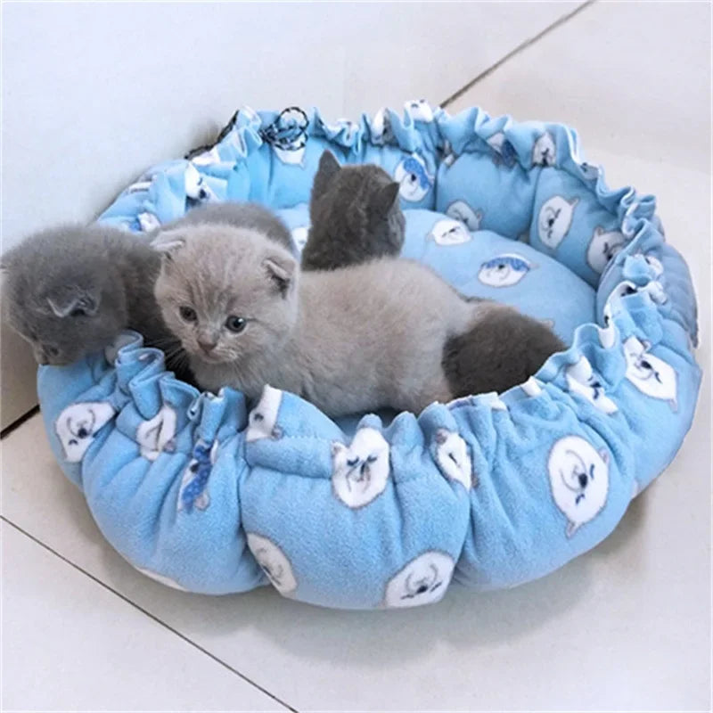 Cozy Adjustable Dual-Use Pet Bed for Cats and Puppies - Soft Warm Dog and Cat Nest Cushion