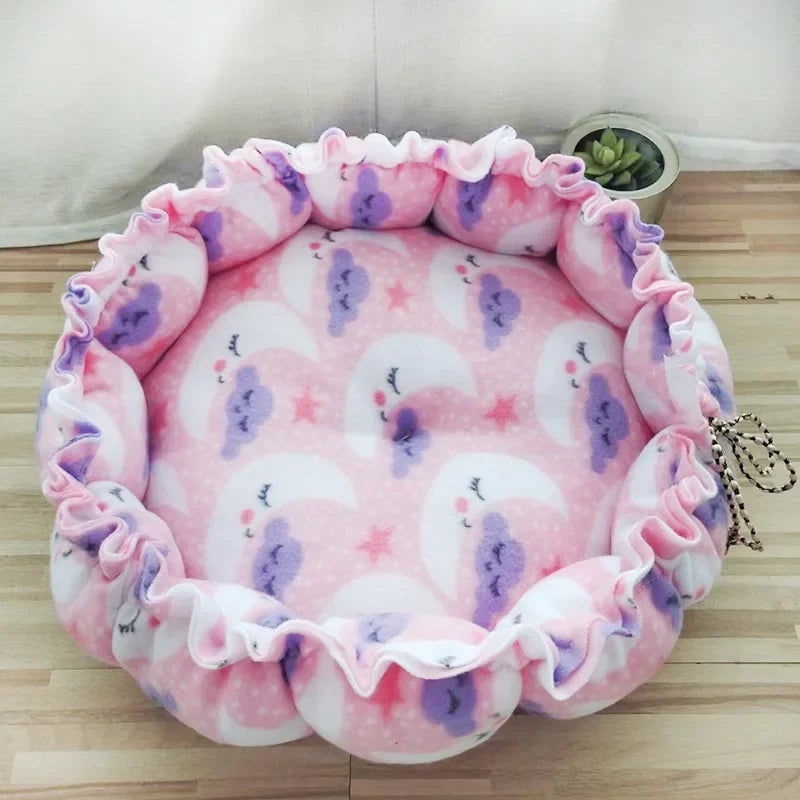 Cozy Adjustable Dual-Use Pet Bed for Cats and Puppies - Soft Warm Dog and Cat Nest Cushion