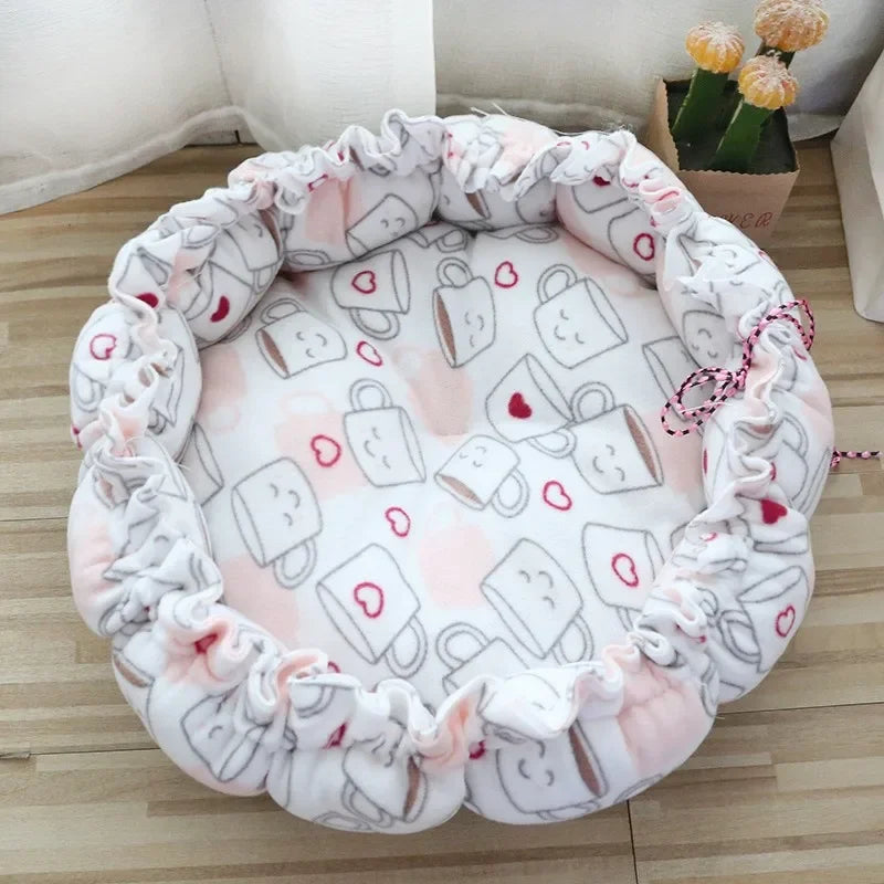 Cozy Adjustable Dual-Use Pet Bed for Cats and Puppies - Soft Warm Dog and Cat Nest Cushion