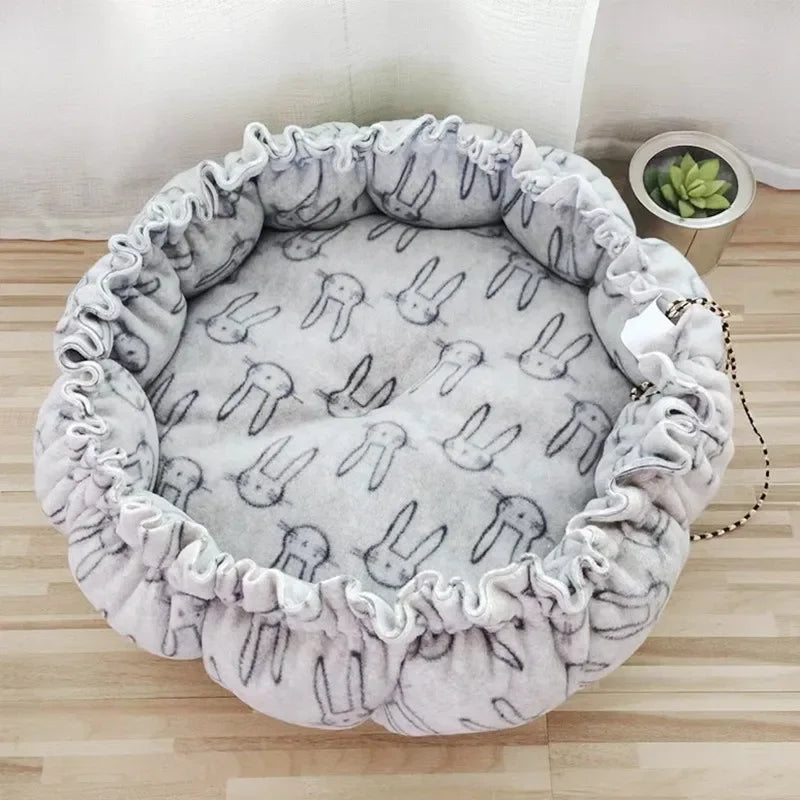 Cozy Adjustable Dual-Use Pet Bed for Cats and Puppies - Soft Warm Dog and Cat Nest Cushion