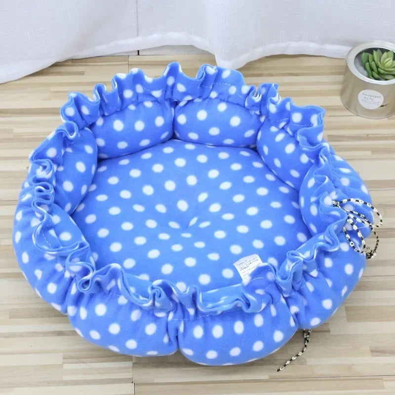 Cozy Adjustable Dual-Use Pet Bed for Cats and Puppies - Soft Warm Dog and Cat Nest Cushion