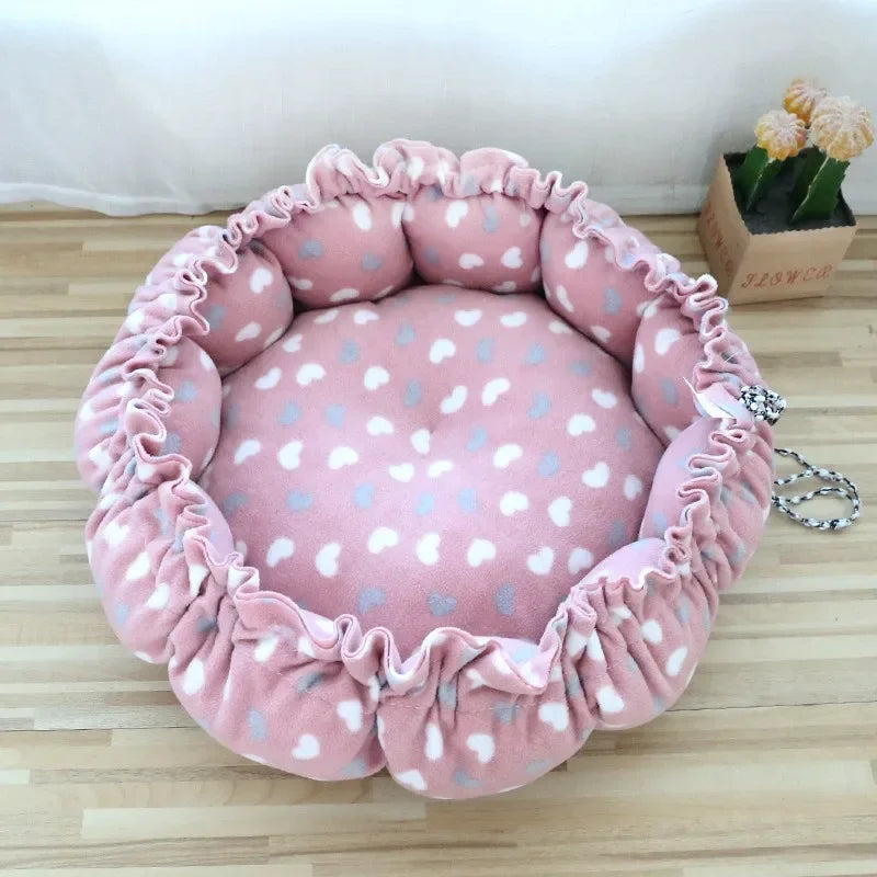 Cozy Adjustable Dual-Use Pet Bed for Cats and Puppies - Soft Warm Dog and Cat Nest Cushion