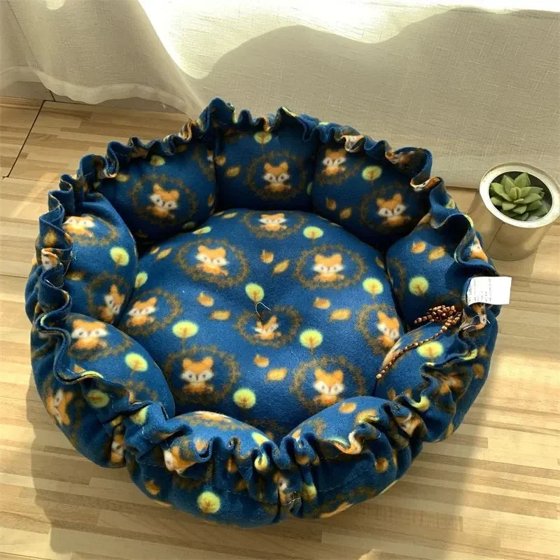 Cozy Adjustable Dual-Use Pet Bed for Cats and Puppies - Soft Warm Dog and Cat Nest Cushion