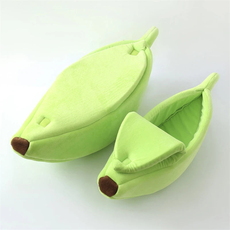 Banana Cat Bed House - Soft Plush Pet Bed for Cats and Small Dogs, Warm & Portable Design