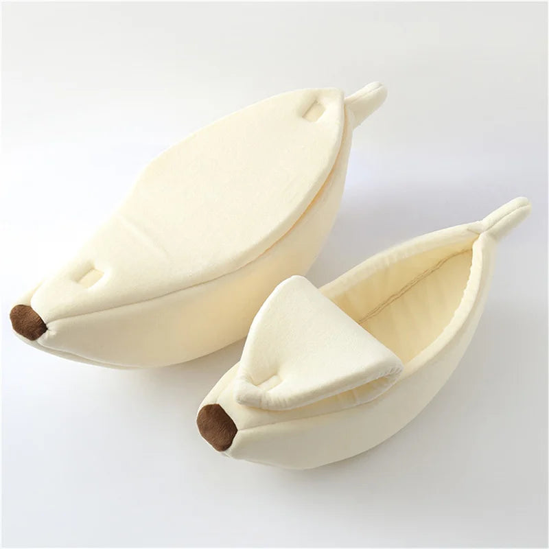 Banana Cat Bed House - Soft Plush Pet Bed for Cats and Small Dogs, Warm & Portable Design