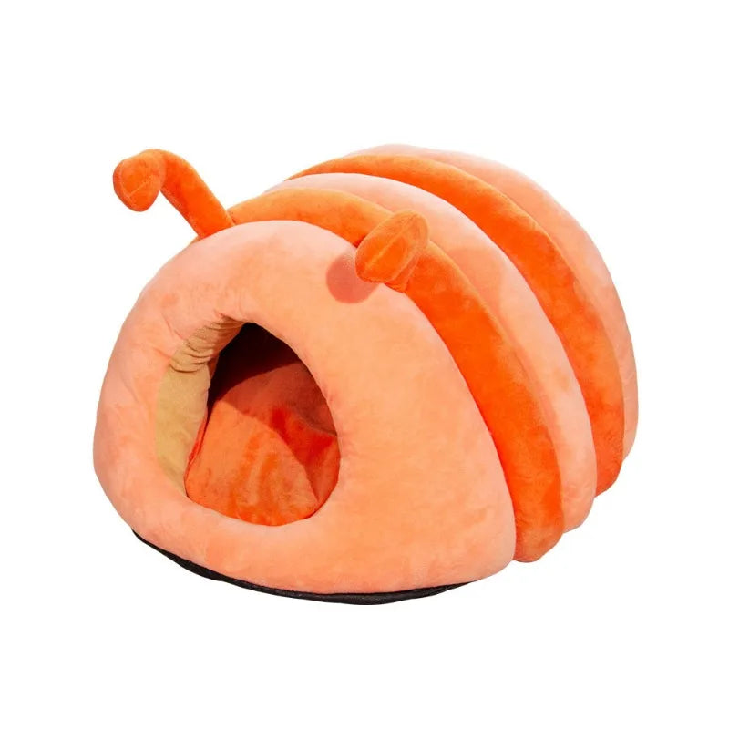 Cozy Cartoon Caterpillar Plush Pet Bed - Soft, Foldable & Washable for Ultimate Comfort