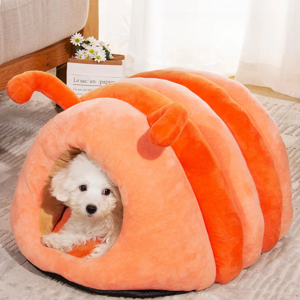 Cozy Cartoon Caterpillar Plush Pet Bed - Soft, Foldable & Washable for Ultimate Comfort