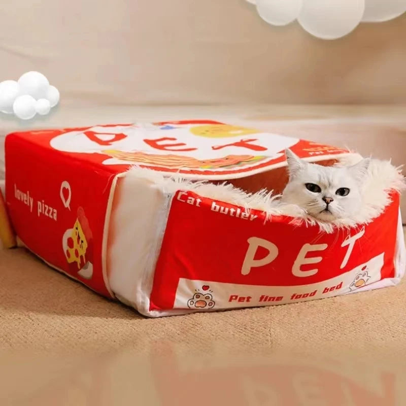 Cozy Fully Enclosed Cat Bed with Zipper - Soft Rectangular Cushion for Kittens and Cats