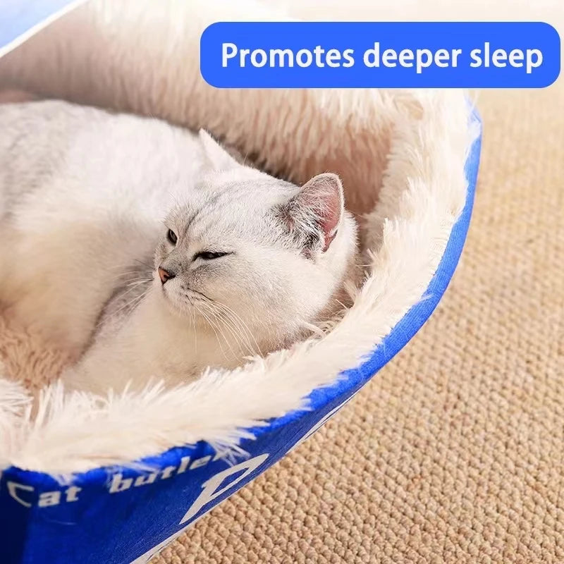 Cozy Fully Enclosed Cat Bed with Zipper - Soft Rectangular Cushion for Kittens and Cats