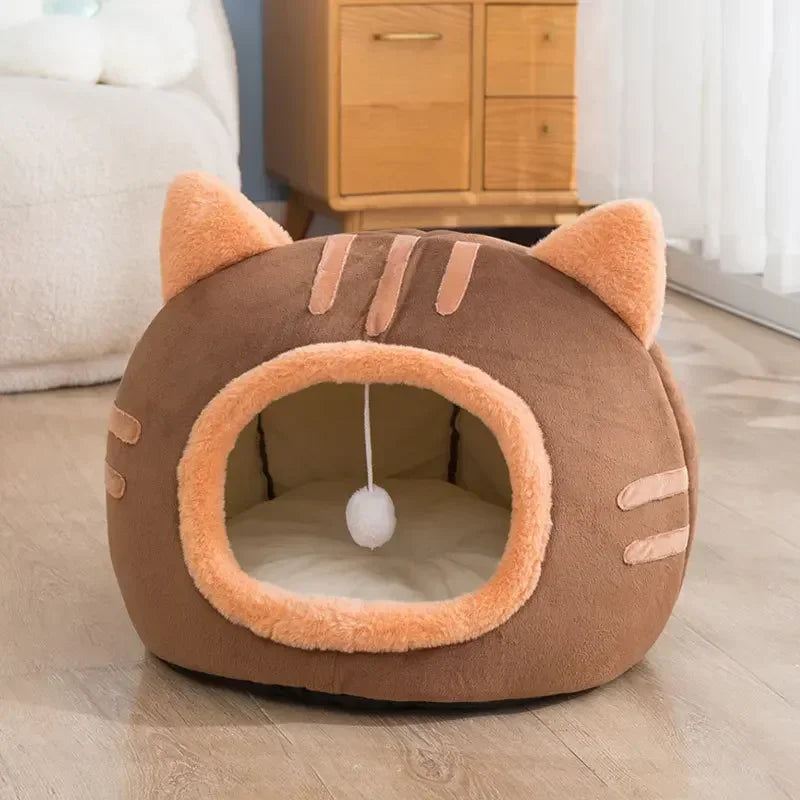 Kitty Cave Bed for Cats and Small Dogs - Warm, Portable, and Durable Indoor Pet Bed