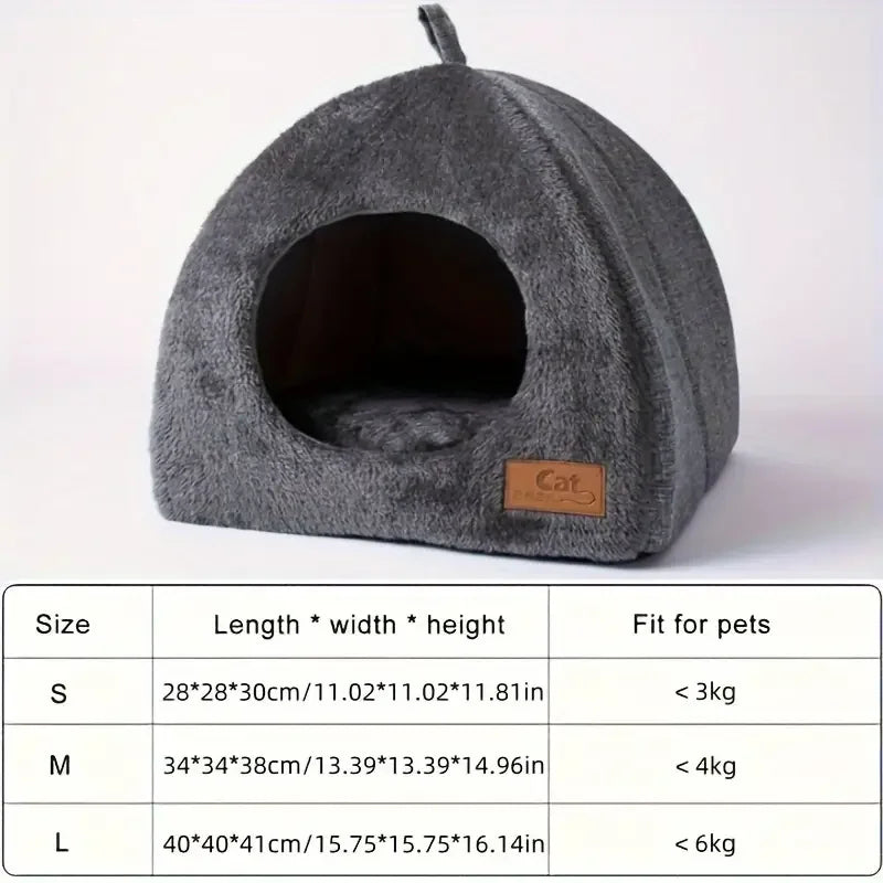 Semi-Enclosed Cat Bed Cave - Warm, Secure Tent for Comfortable Sleeping and Nesting