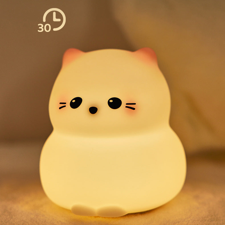 Cute Kitten Silicone Night Light - Soothing Glow for Kids' Rooms and Nurseries