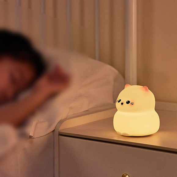 Cute Kitten Silicone Night Light - Soothing Glow for Kids' Rooms and Nurseries