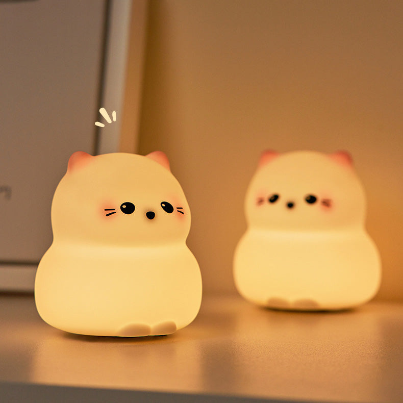 Cute Kitten Silicone Night Light - Soothing Glow for Kids' Rooms and Nurseries