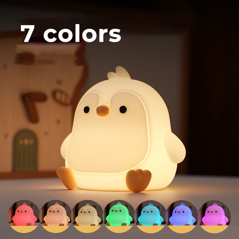 Cute Penguin Night Light - Soft Silicone Bedside Lamp for Kids with Adjustable Brightness and Calming Glow