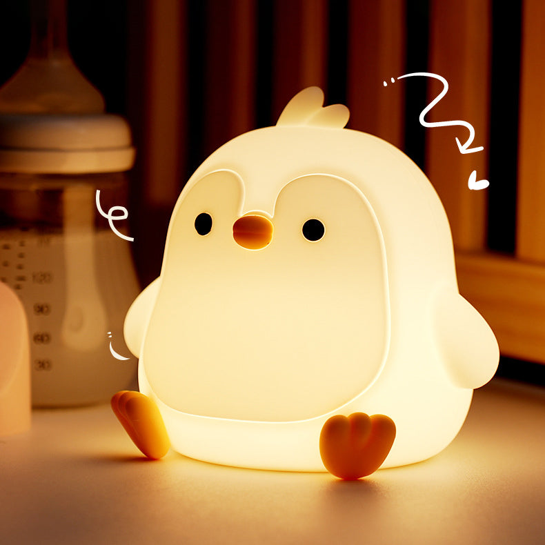 Cute Penguin Night Light - Soft Silicone Bedside Lamp for Kids with Adjustable Brightness and Calming Glow