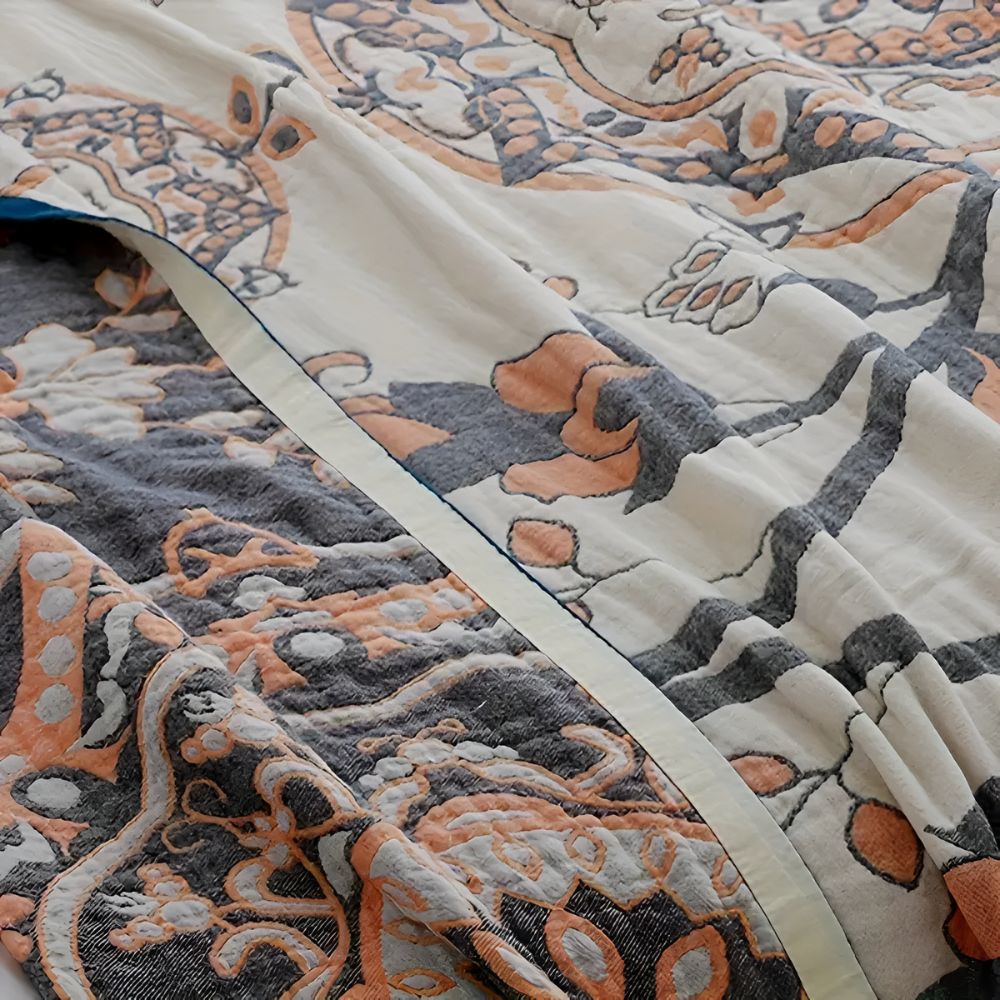 Floral Cotton Throw Blanket – Lightweight, Breathable, Reversible Design for All-Season Comfort 3