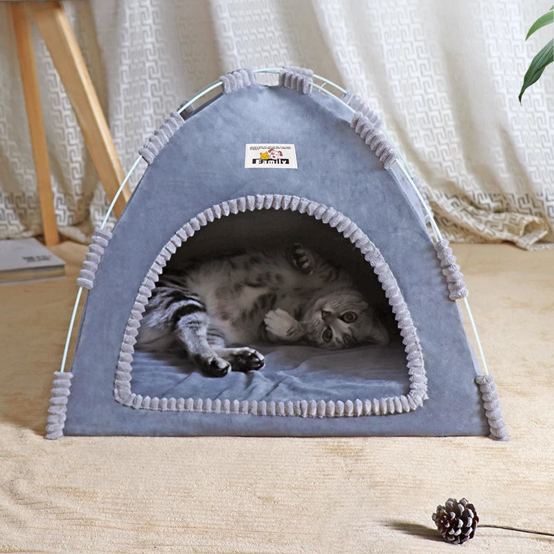 Foldable Tent Cat House - Portable, Breathable Shelter for All Seasons