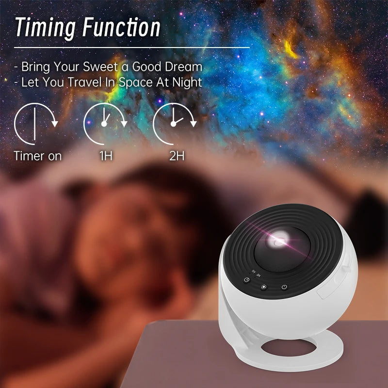 Galaxy Projector Night Light - 360° Rotating Starry Sky Lamp for Kids' Bedroom with 12 Celestial Displays 2
