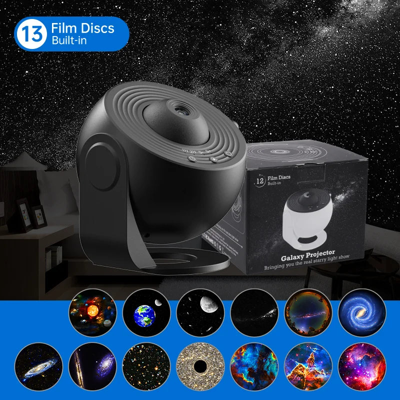 Galaxy Projector Night Light - 360° Rotating Starry Sky Lamp for Kids' Bedroom with 12 Celestial Displays 6