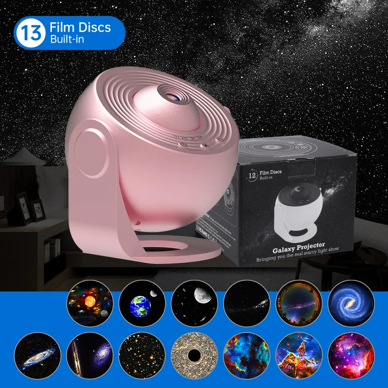 Galaxy Projector Night Light - 360° Rotating Starry Sky Lamp for Kids' Bedroom with 12 Celestial Displays 7