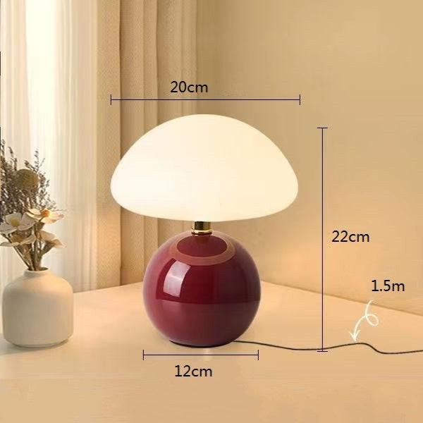 French Cream Mushroom Lamp | Retro Ceramic LED Light