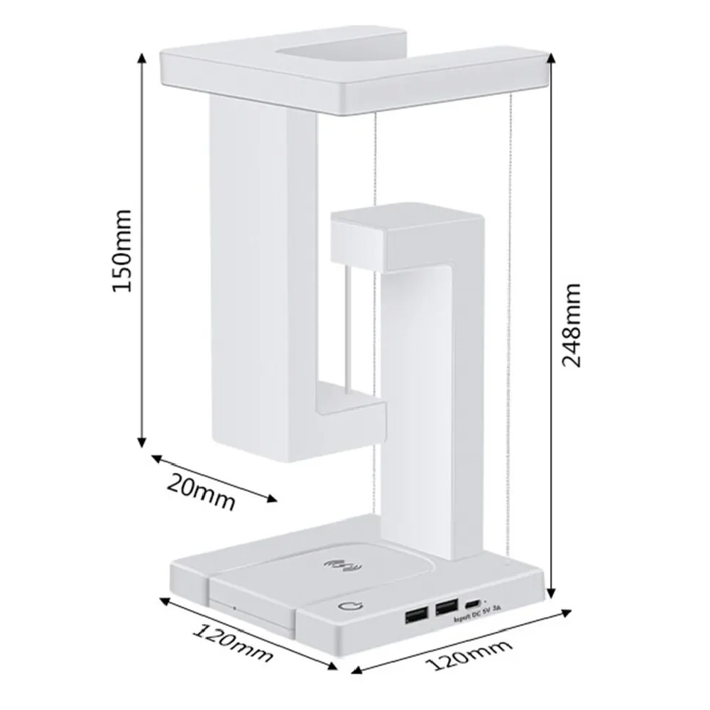 Magnetic Levitating LED Table Lamp with Wireless Charging – Modern Anti-Gravity Design, Compact ABS Plastic