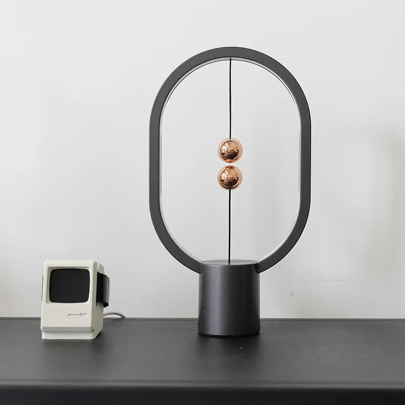 USB Powered Mini Balance LED Table Lamp – Unique Magnetic Touch Dimming Design, Warm White Light, Modern Home Decor-3