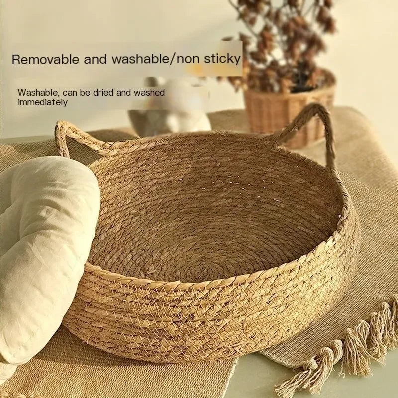 Handmade Vine Woven Cat Bed - Cozy, Washable & Comfortable Winter Nest for Cats